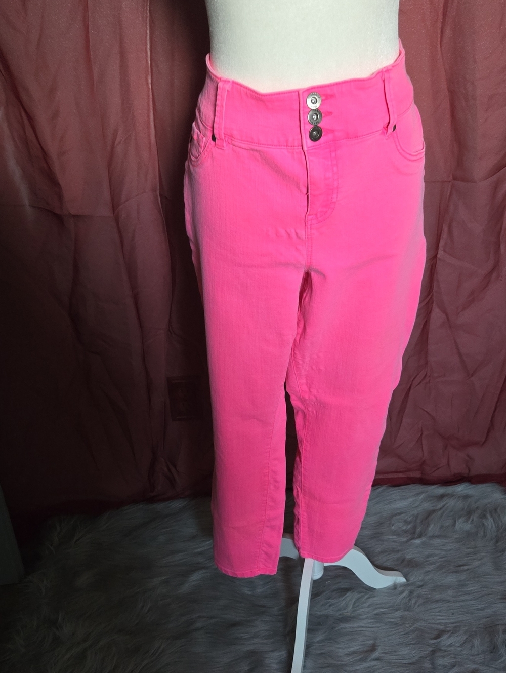torrid Hot Pink High-Rise Crop Jeans